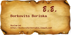 Borkovits Boriska névjegykártya